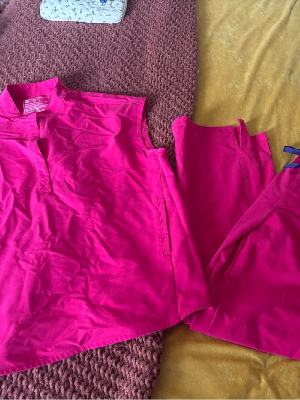 FIGS Women's Hot Pink Scrub Top & Pants Set